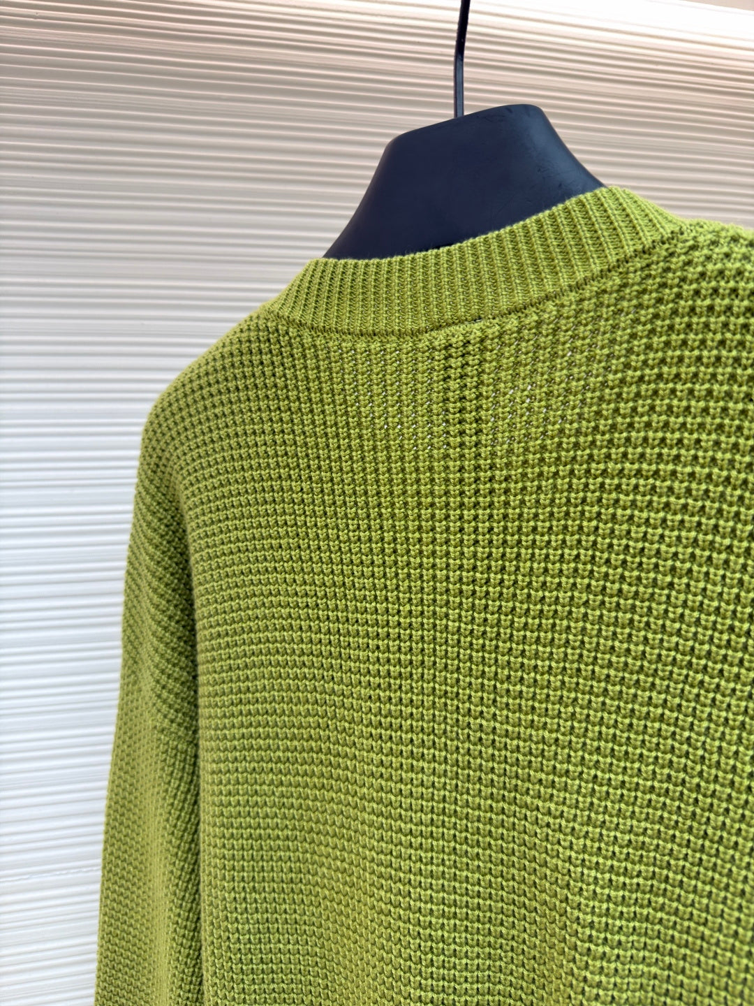 Waffle-Knit Crewneck Sweater