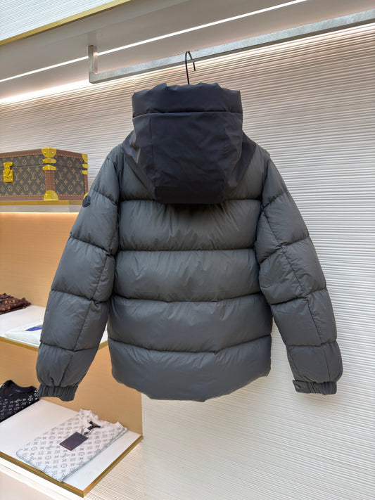 Logo Patch Hooded Down Jacket