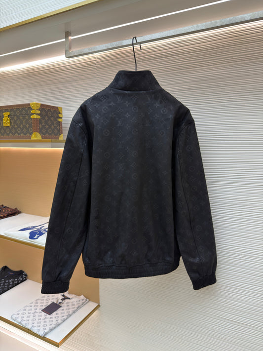 LV Logo Leather Jacket