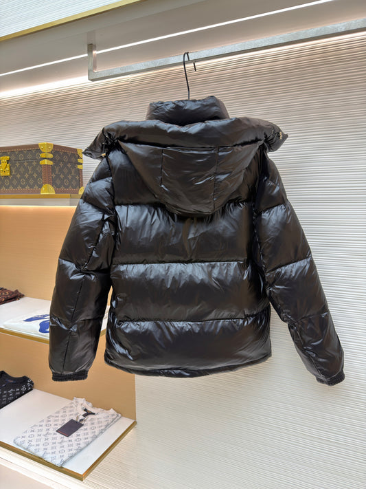 Logo Patch Hooded Down Jacket