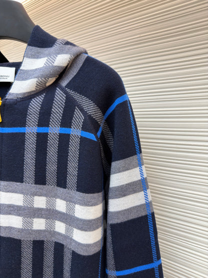 Vintage Check Cashmere Hooded Jacket