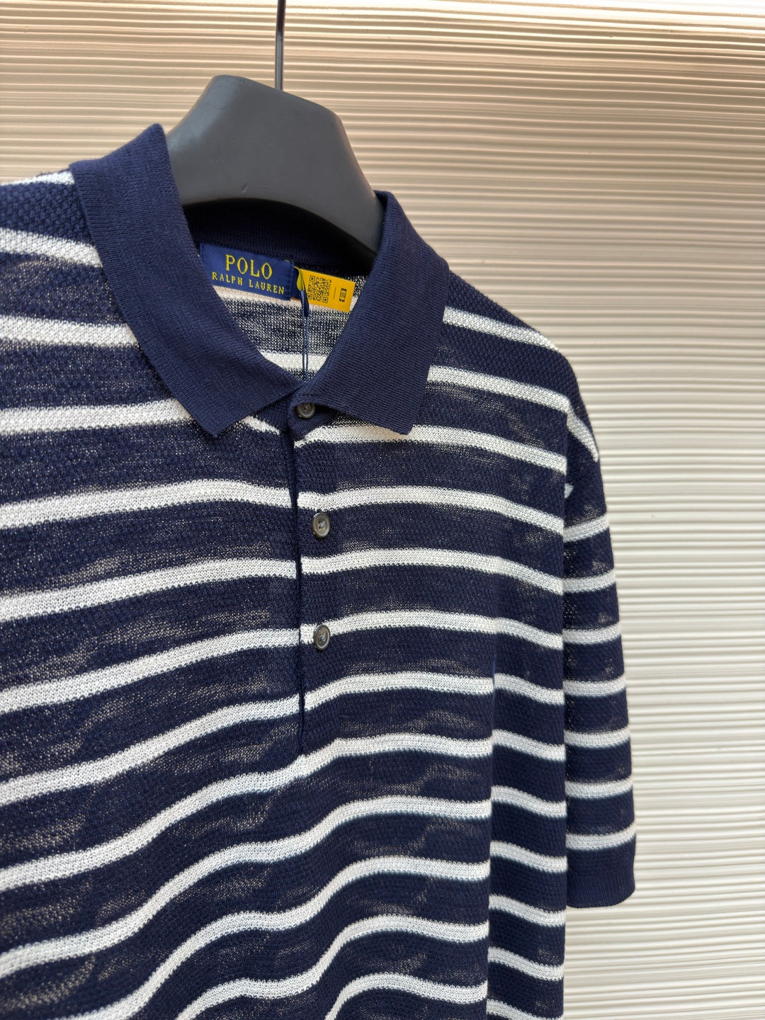 Striped Linen Knit Polo