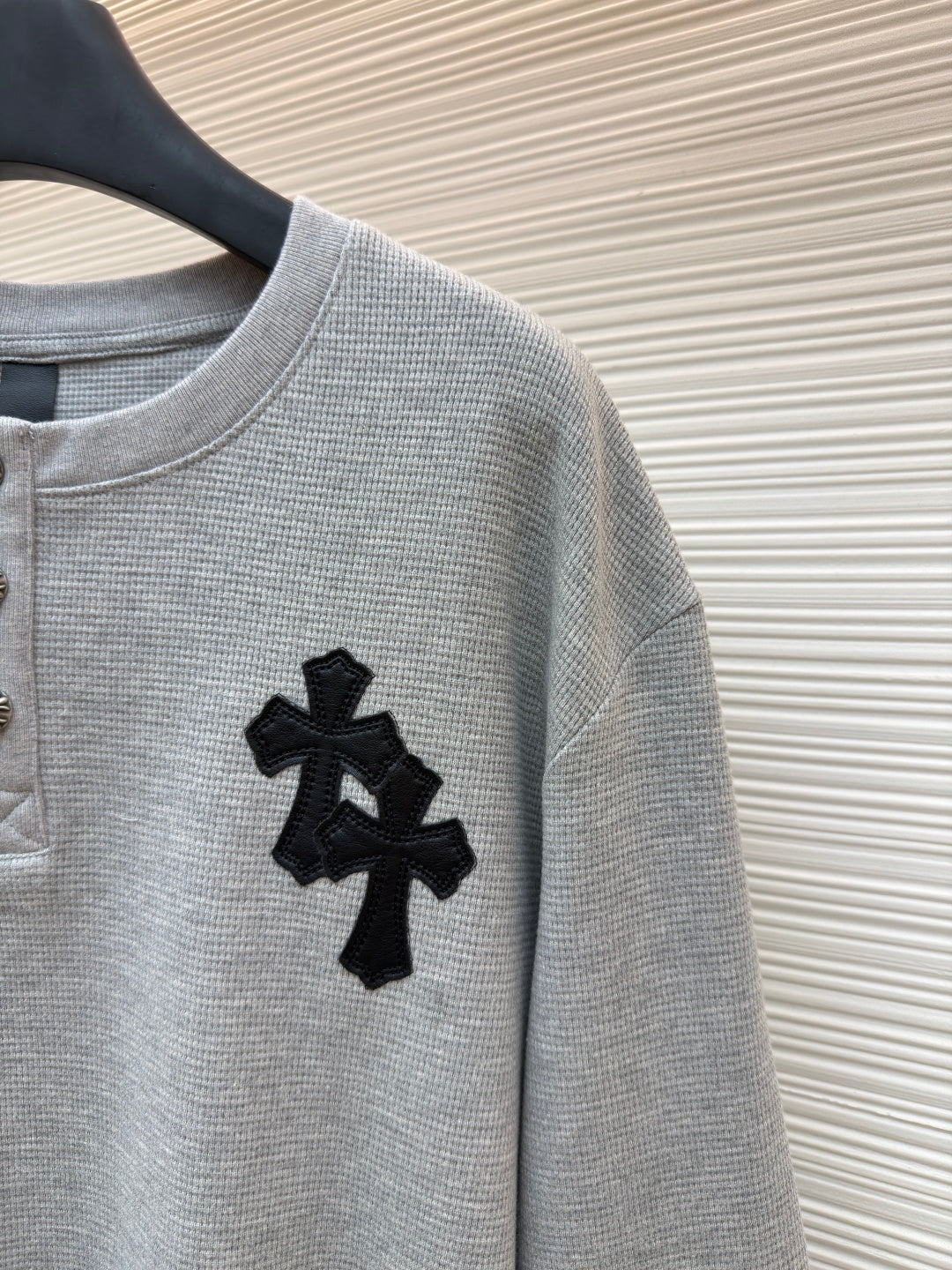 Waffle-Knit Crewneck Sweatshirt