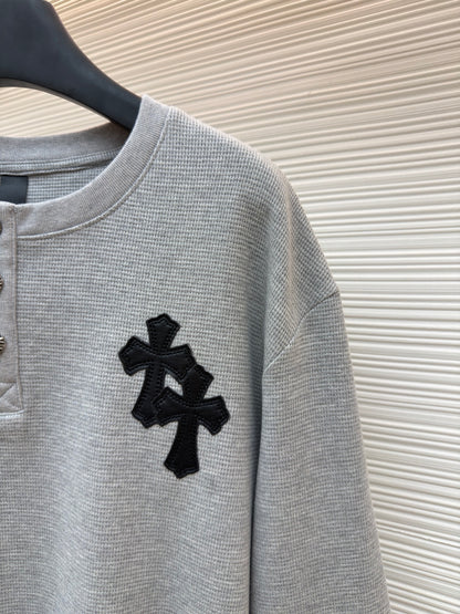 Waffle-Knit Crewneck Sweatshirt