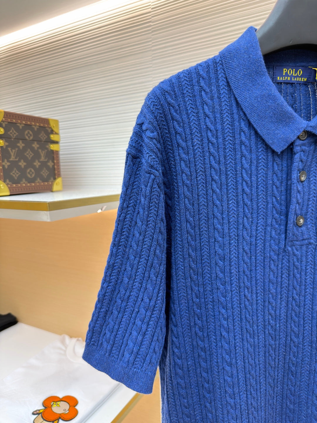 Cable-Knit Knit Polo