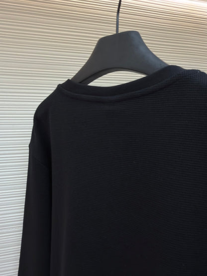Waffle-Knit Crewneck Sweatshirt