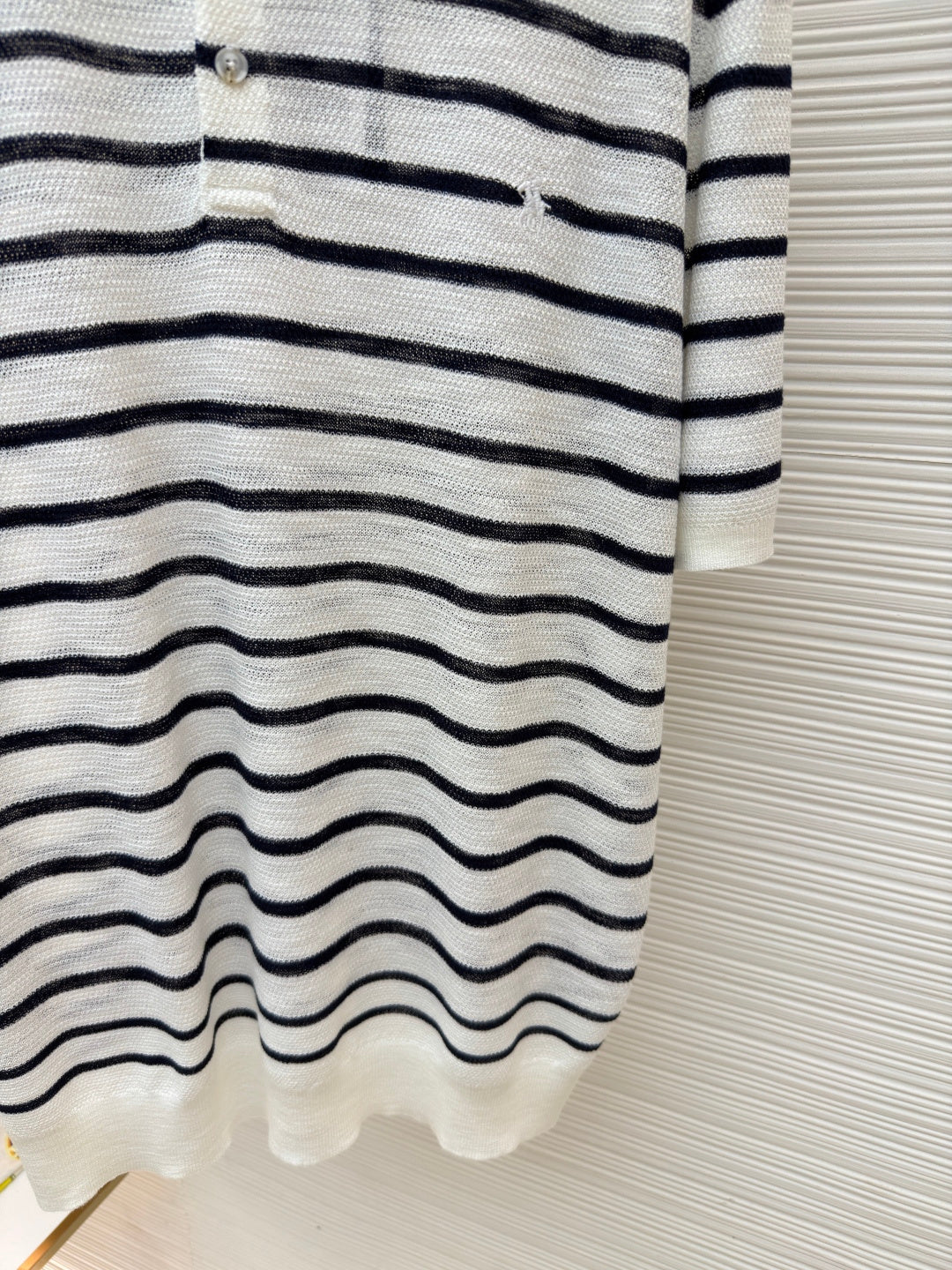 Striped Linen Knit Polo