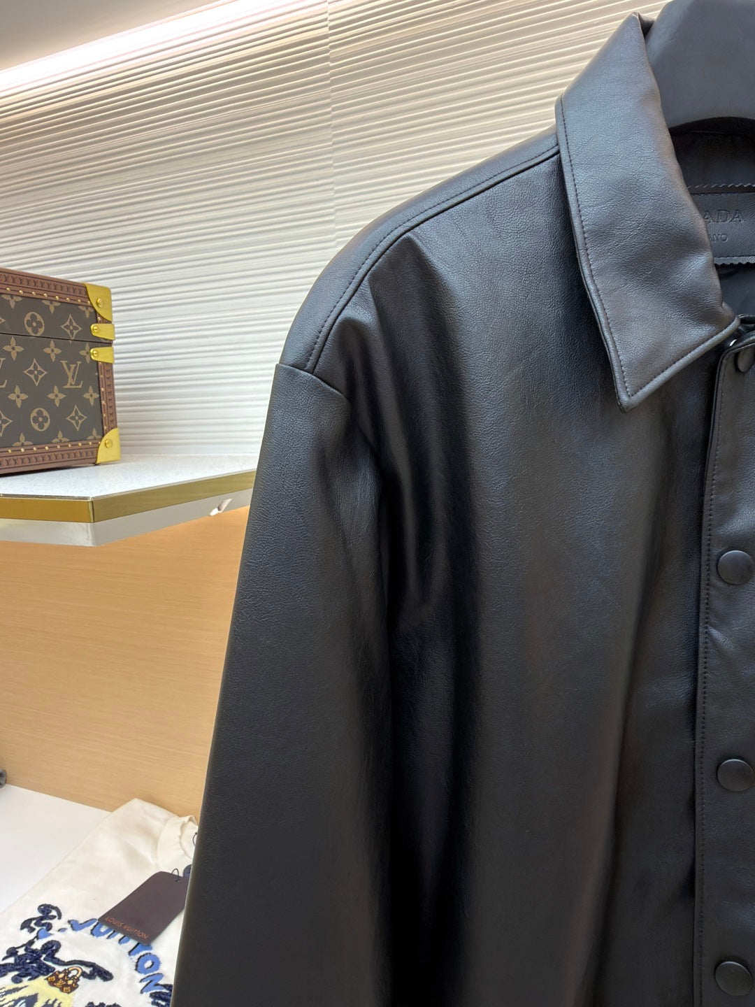 Triangle Logo Leather Jacket