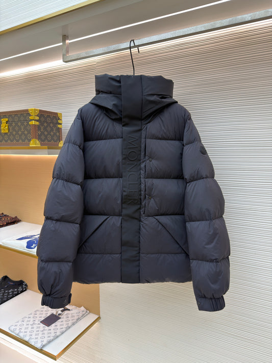 Logo Patch Hooded Down Jacket
