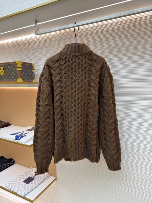 Cable-Knit Wool Half-Zip Sweater