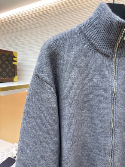 Embroidered Wool Knit Cardigan