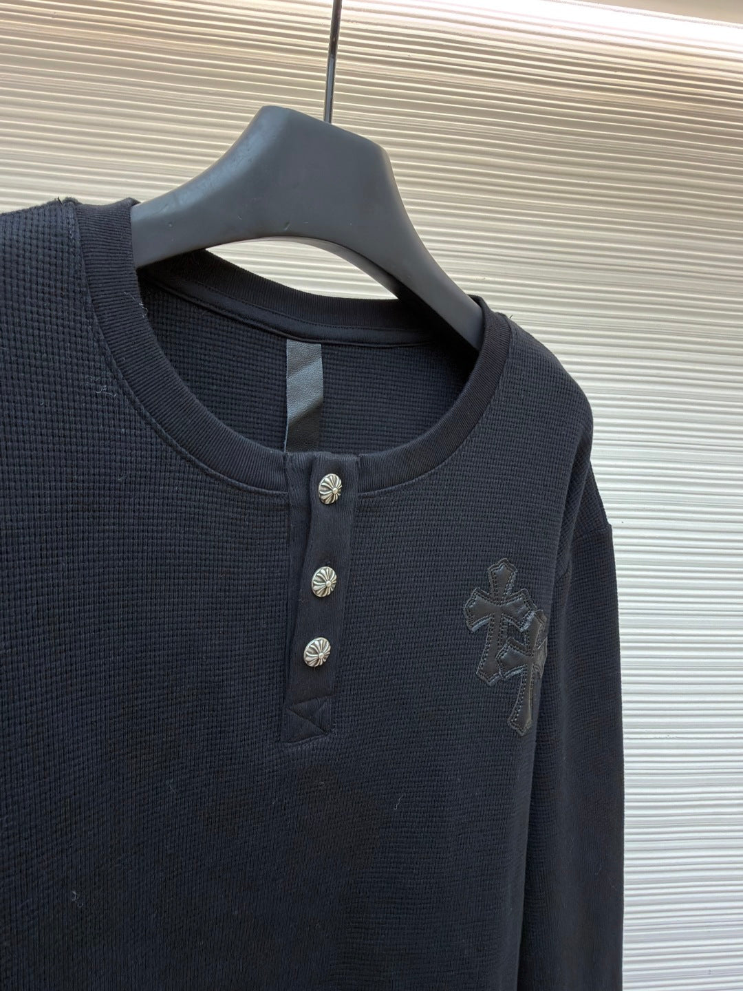 Waffle-Knit Crewneck Sweatshirt