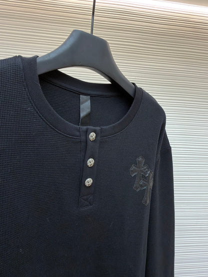 Waffle-Knit Crewneck Sweatshirt