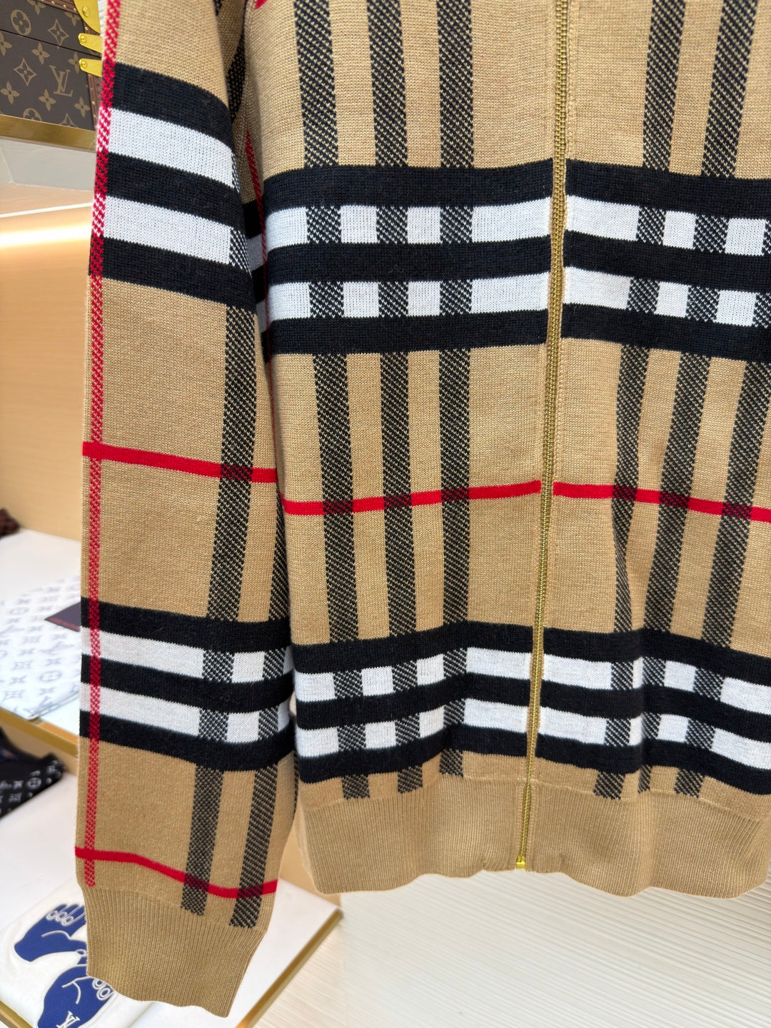 Vintage Check Cashmere Hooded Jacket