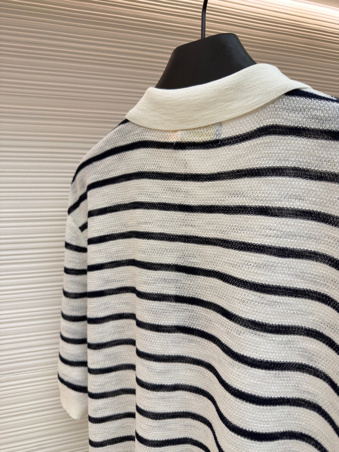 Striped Linen Knit Polo
