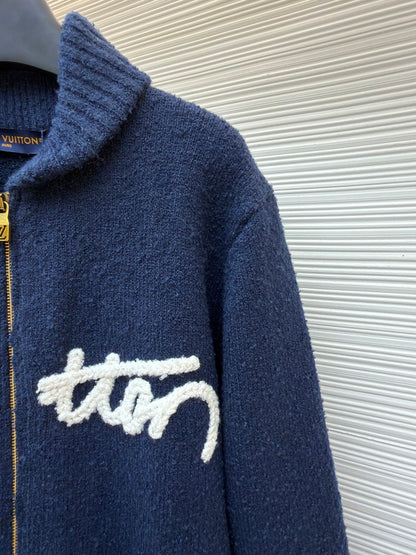 LV Logo Wool Knit Cardigan