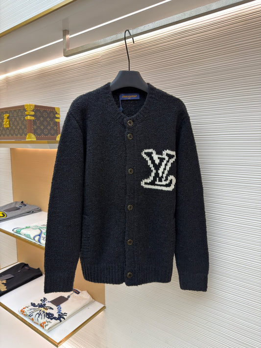 LV Logo Wool Knit Cardigan