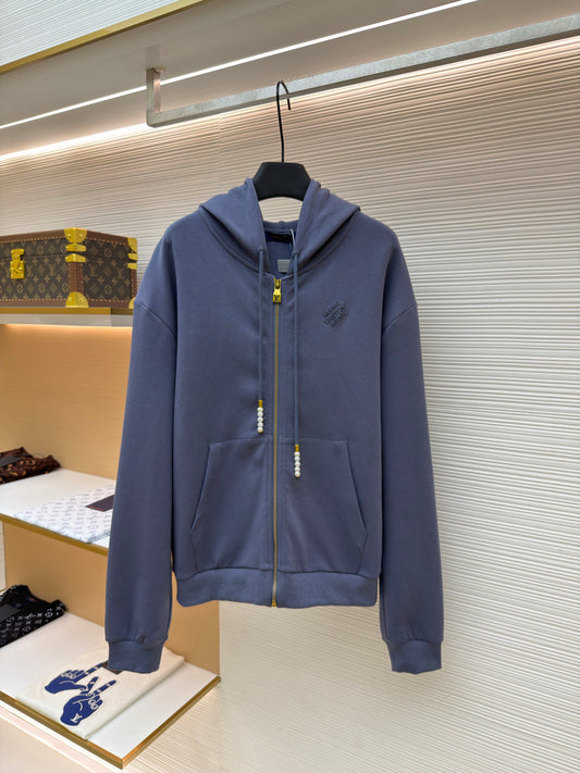 Embroidered Zip-Up Hoodie