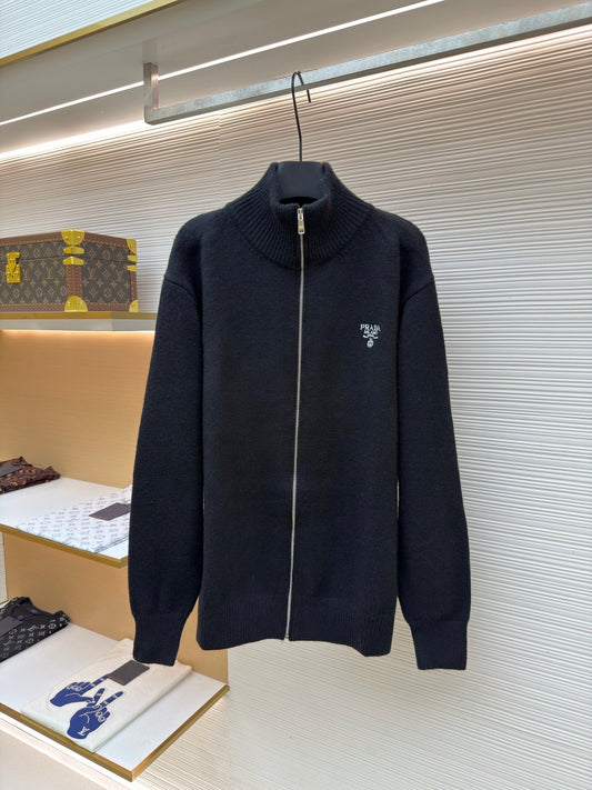 Embroidered Wool Knit Cardigan