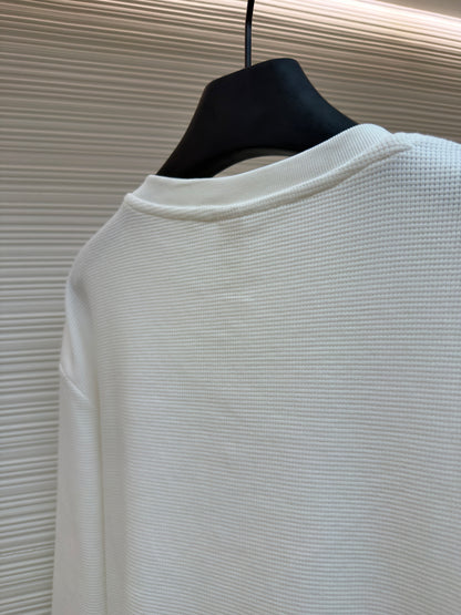 Waffle-Knit Crewneck Sweatshirt