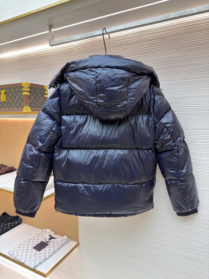Logo Patch Hooded Down Jacket