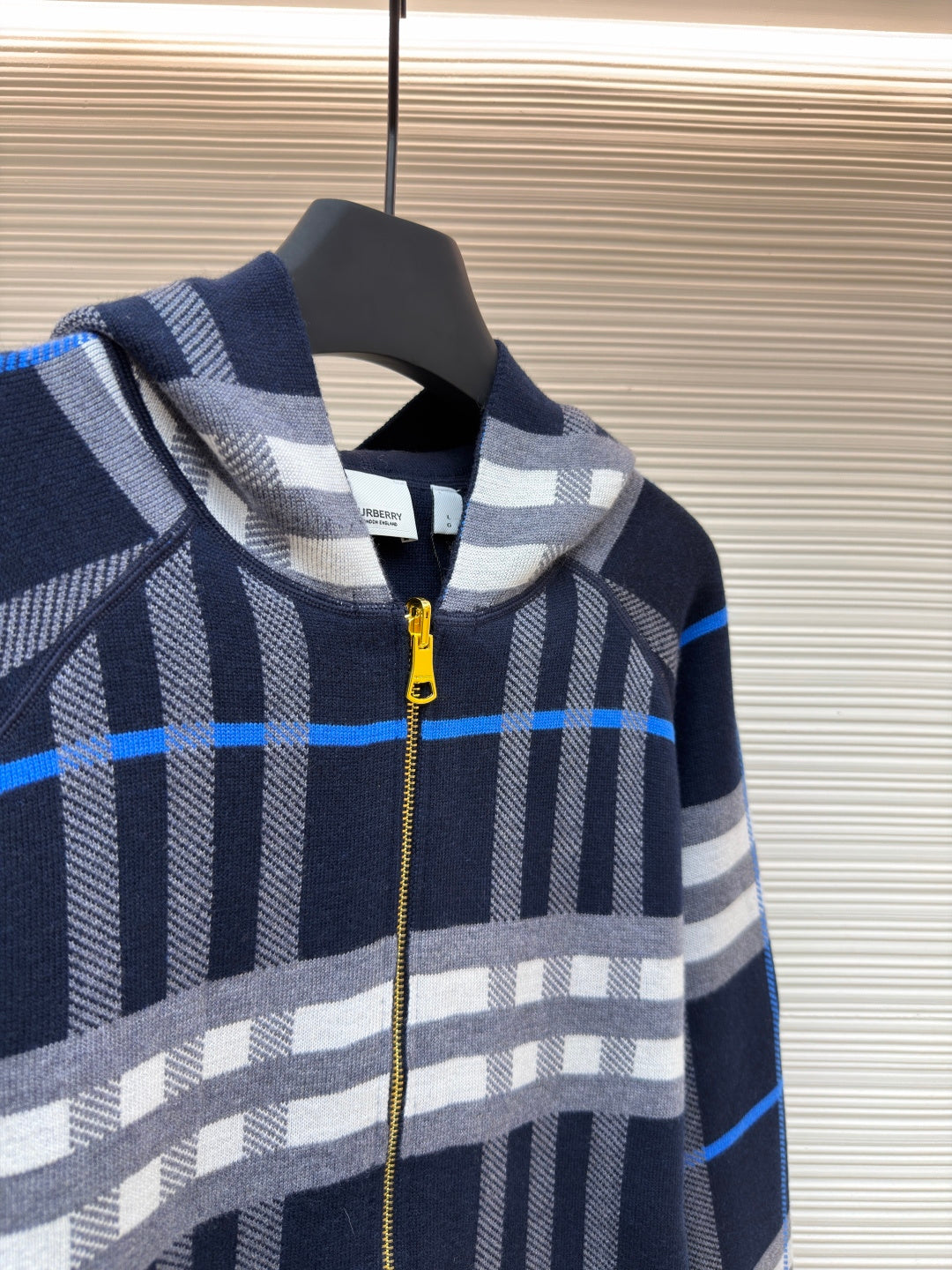 Vintage Check Cashmere Hooded Jacket