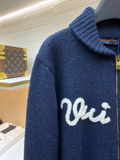 LV Logo Wool Knit Cardigan