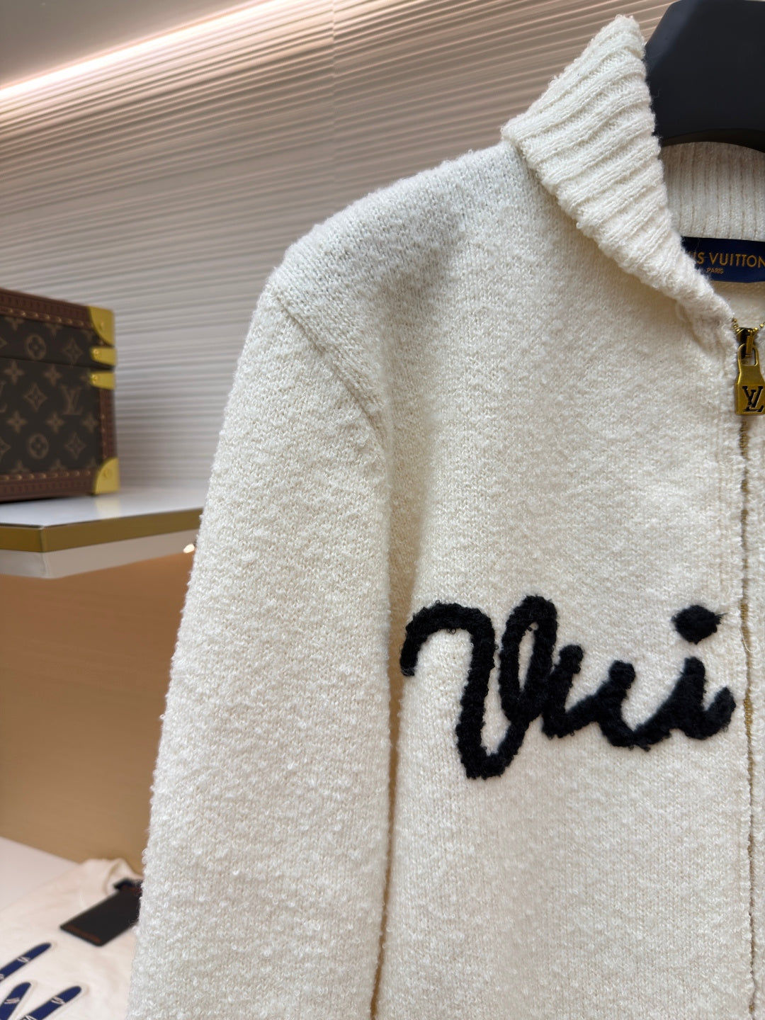 LV Logo Wool Knit Cardigan