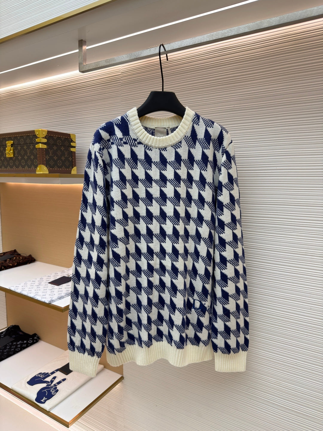 Houndstooth Crewneck Sweater