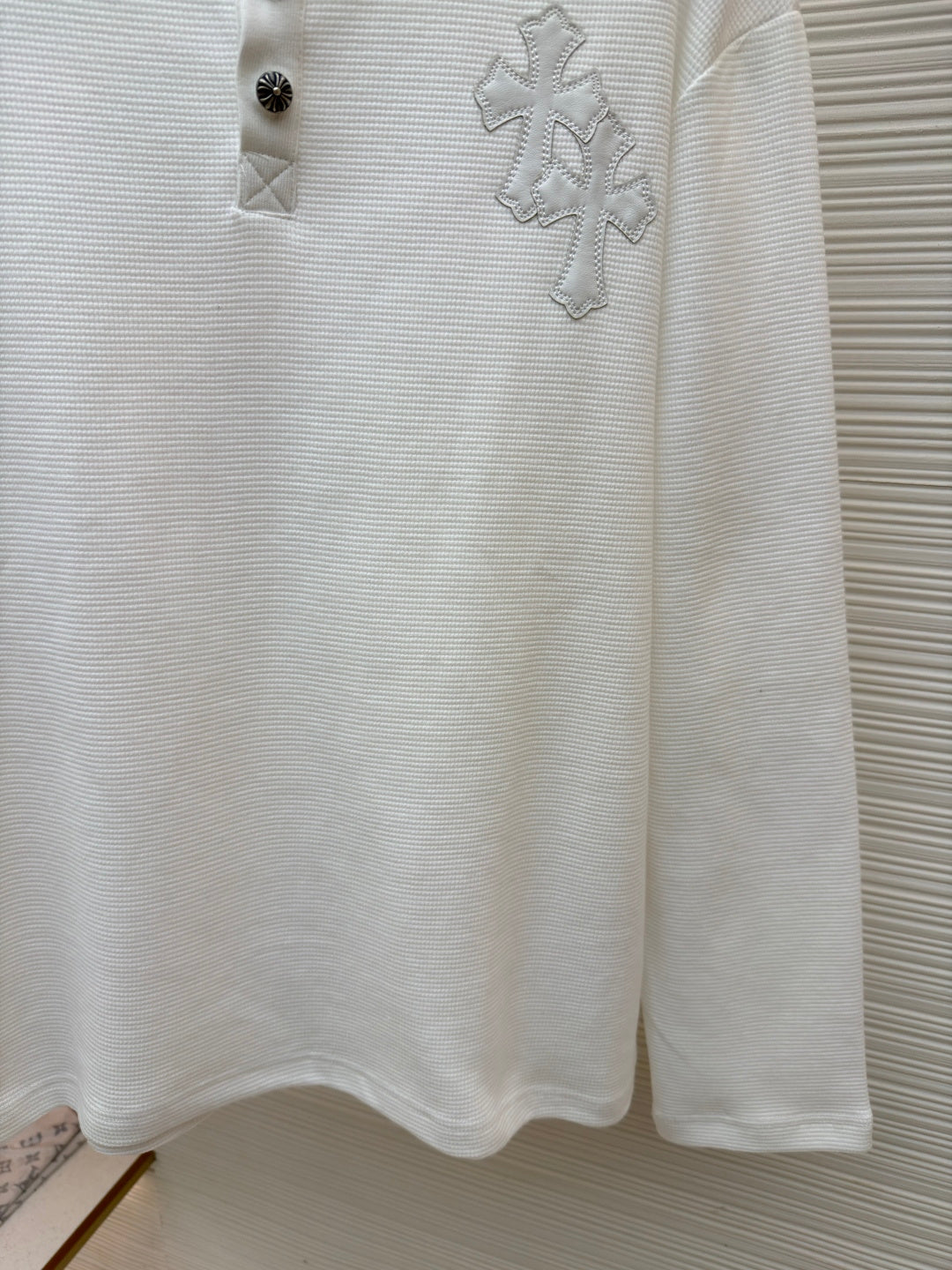 Waffle-Knit Crewneck Sweatshirt