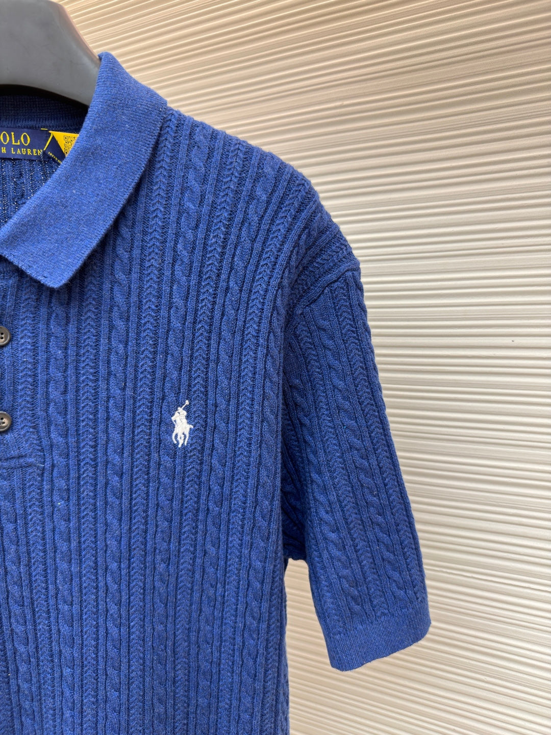 Cable-Knit Knit Polo