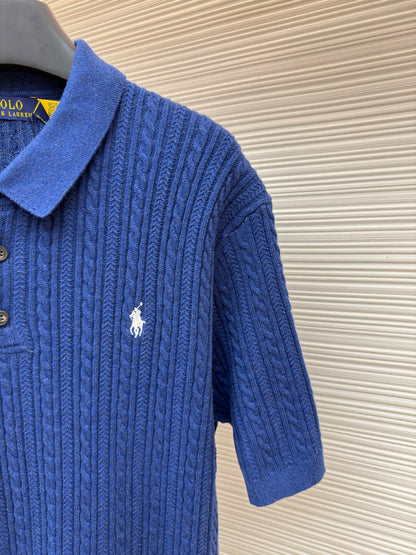 Cable-Knit Knit Polo