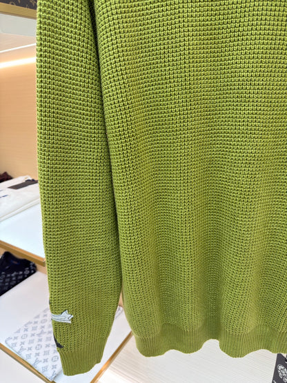 Waffle-Knit Crewneck Sweater