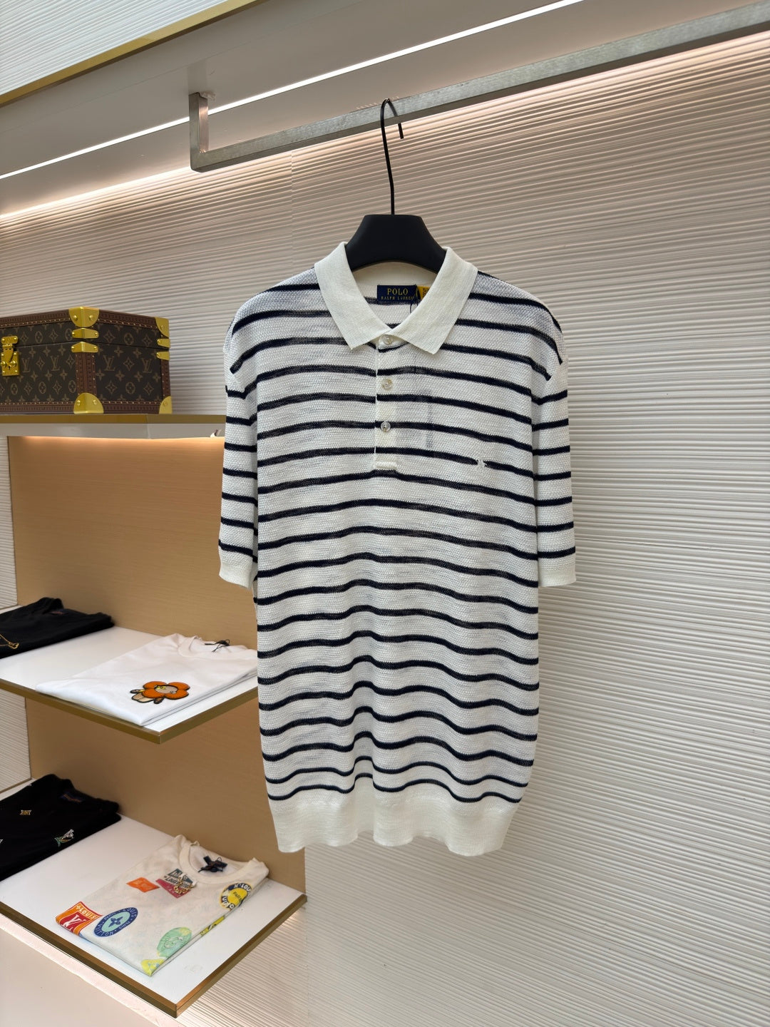 Striped Linen Knit Polo