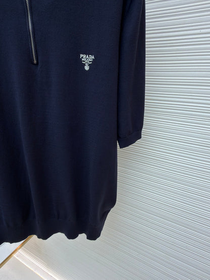 Embroidered Zip Polo