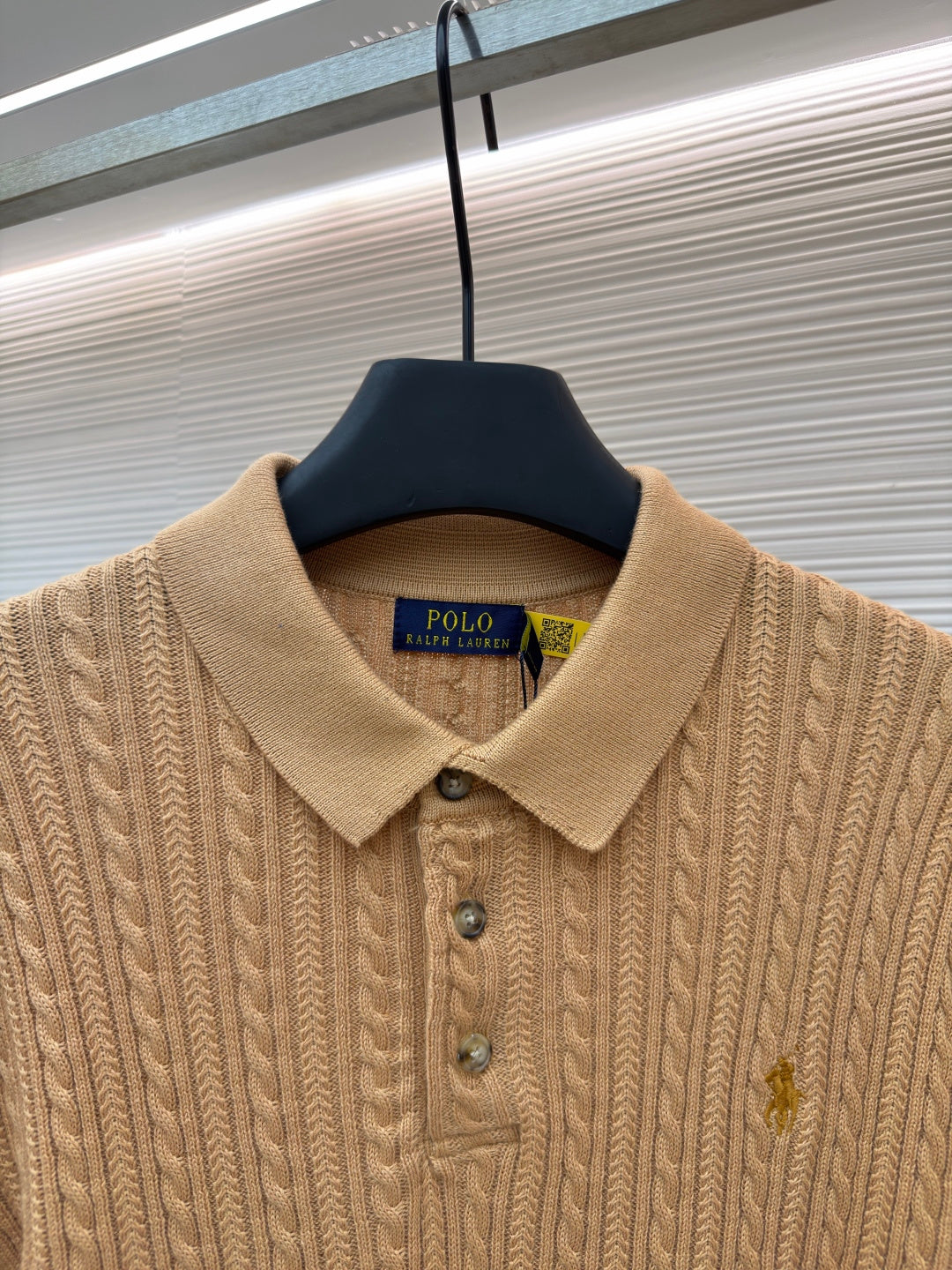 Cable-Knit Knit Polo