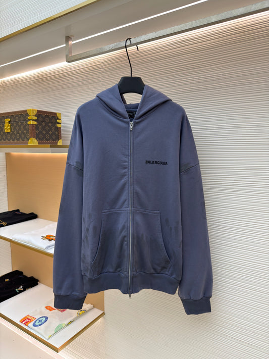 Embroidered Zip-Up Hoodie