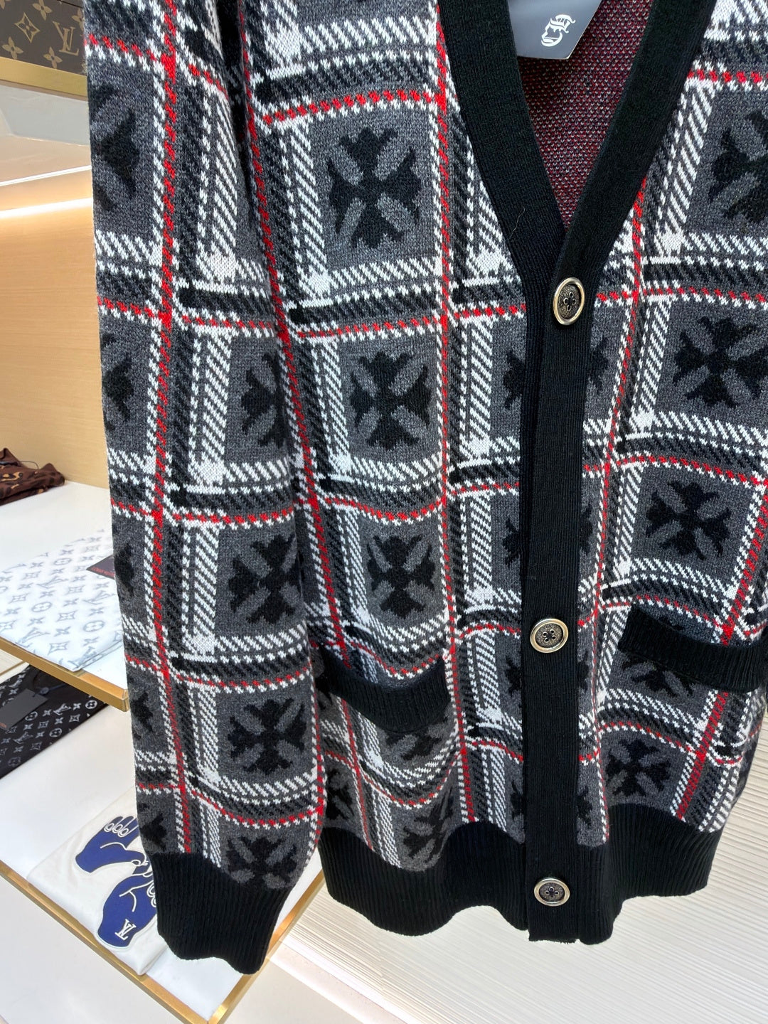 Cross Patch Cashmere Knit Cardigan
