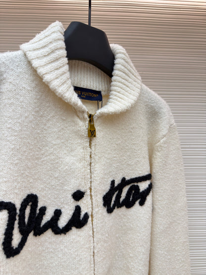 LV Logo Wool Knit Cardigan