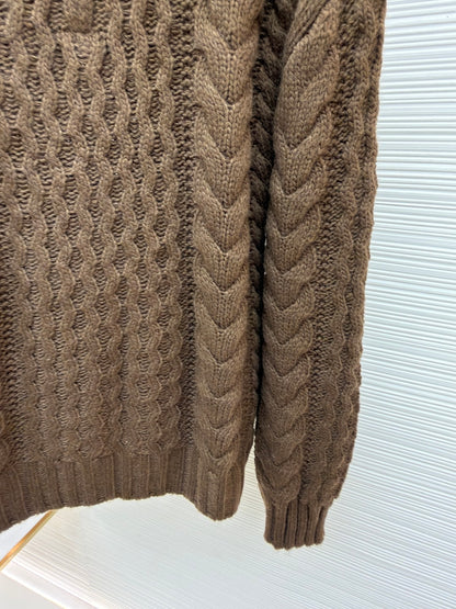 Cable-Knit Wool Half-Zip Sweater