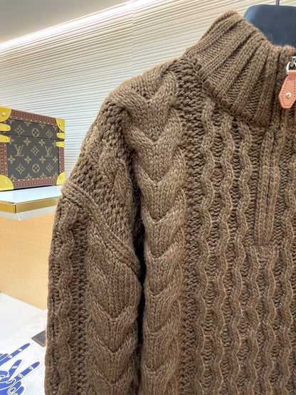 Cable-Knit Wool Half-Zip Sweater