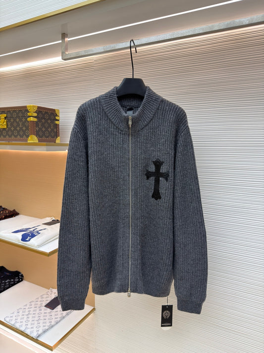 Cross Patch Wool Zip Jacket