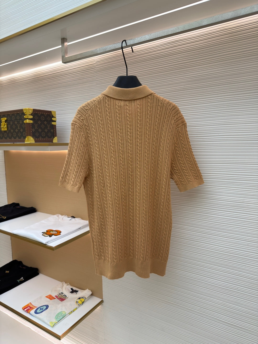 Cable-Knit Knit Polo