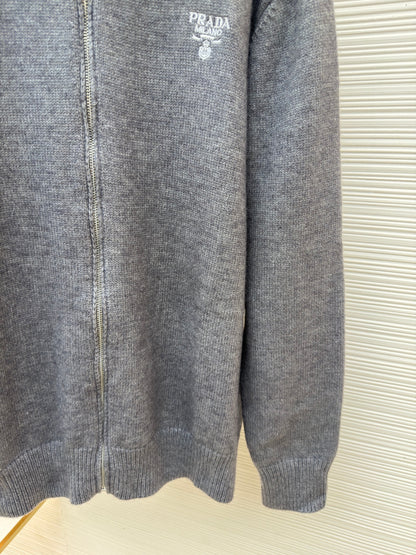 Embroidered Wool Knit Cardigan