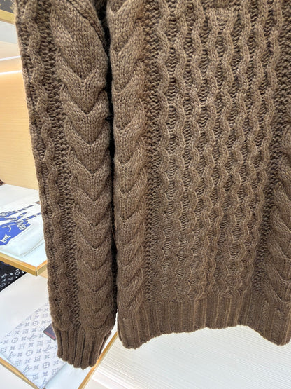 Cable-Knit Wool Half-Zip Sweater