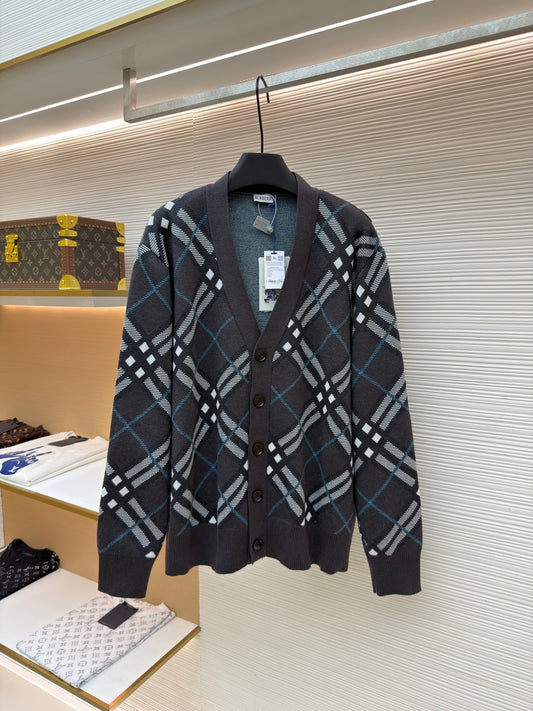 Vintage Check Knit Cardigan