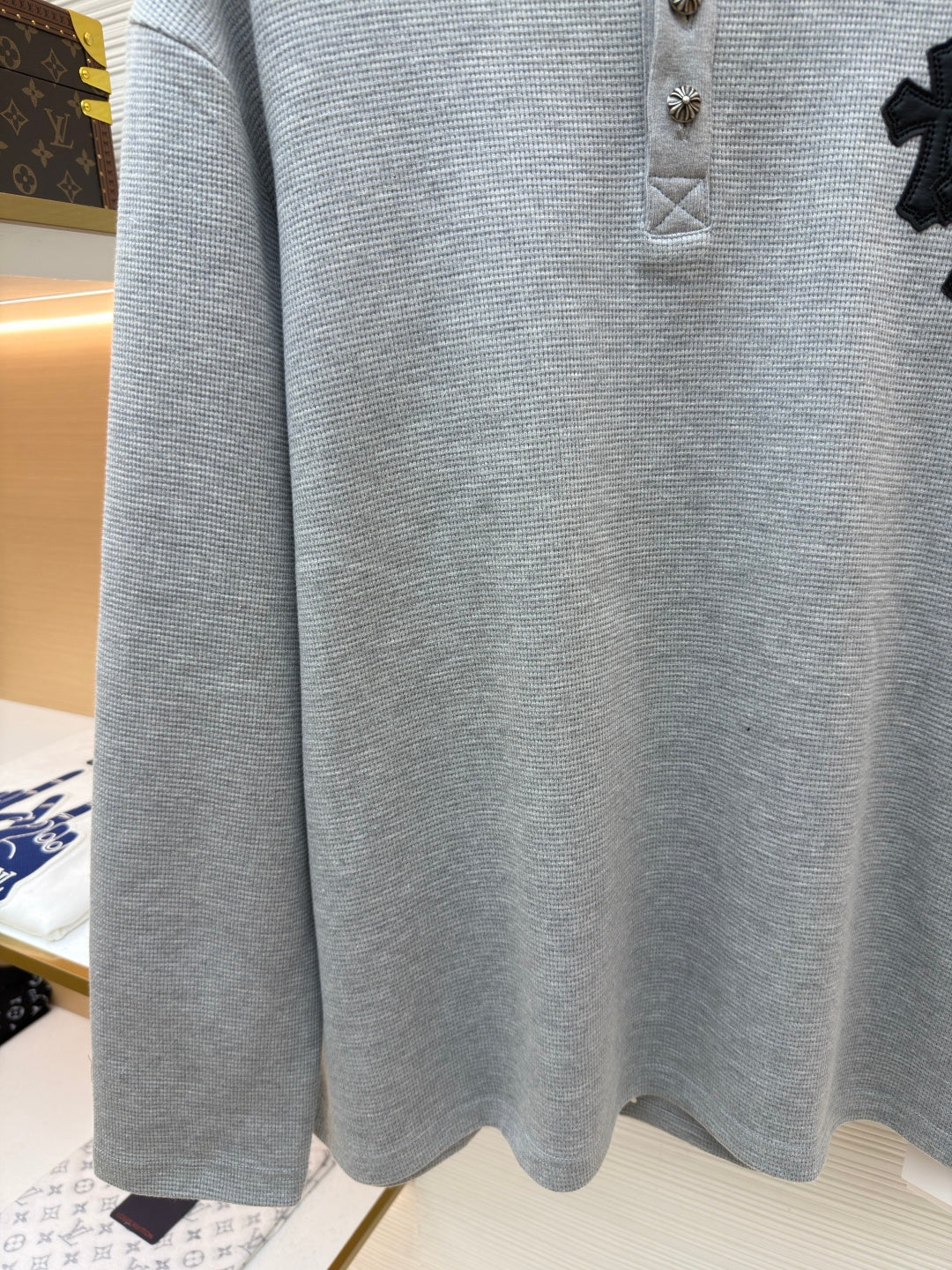 Waffle-Knit Crewneck Sweatshirt