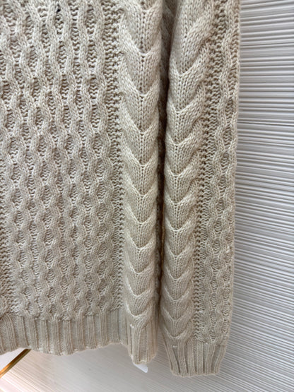 Cable-Knit Wool Half-Zip Sweater