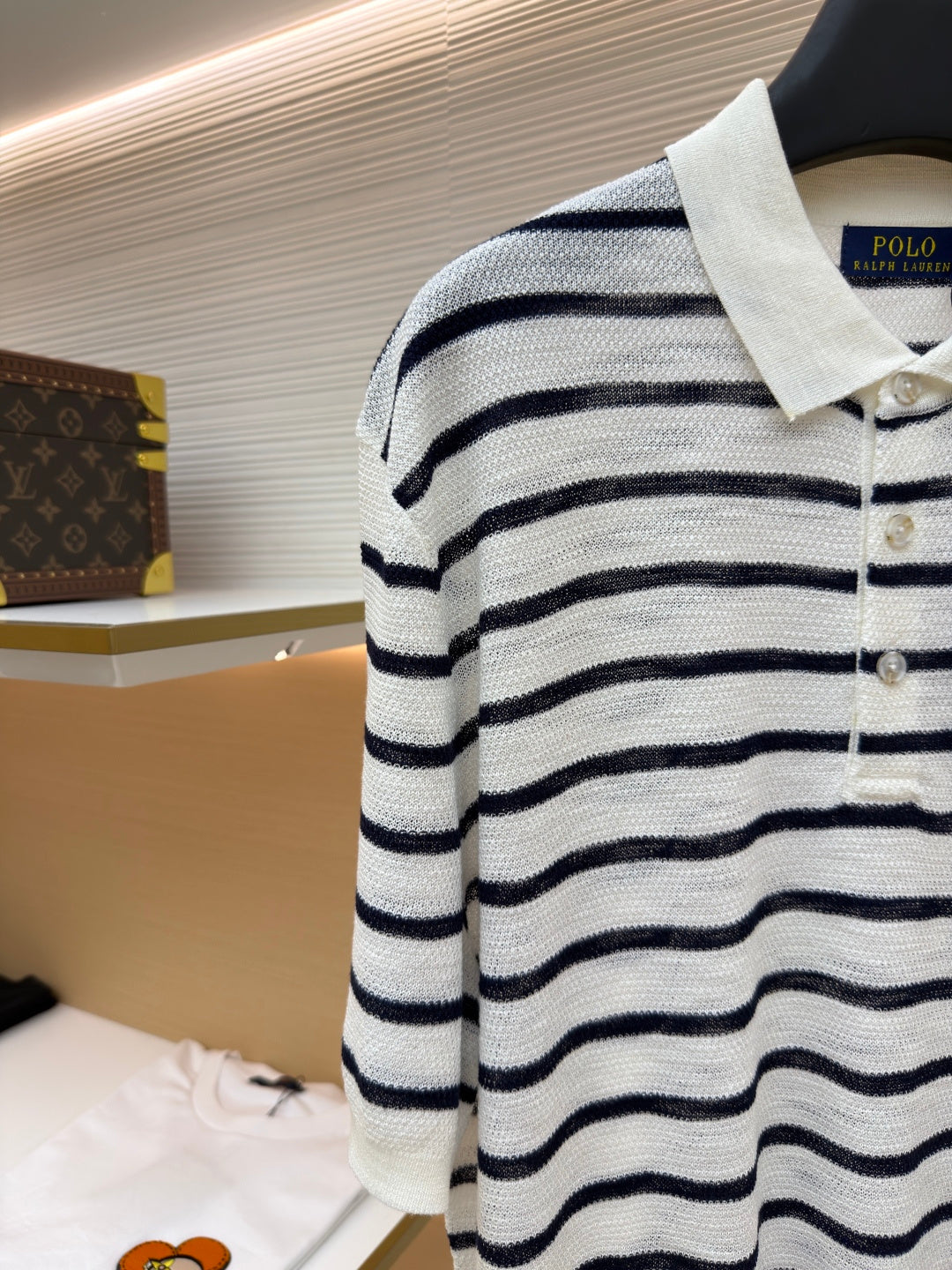 Striped Linen Knit Polo