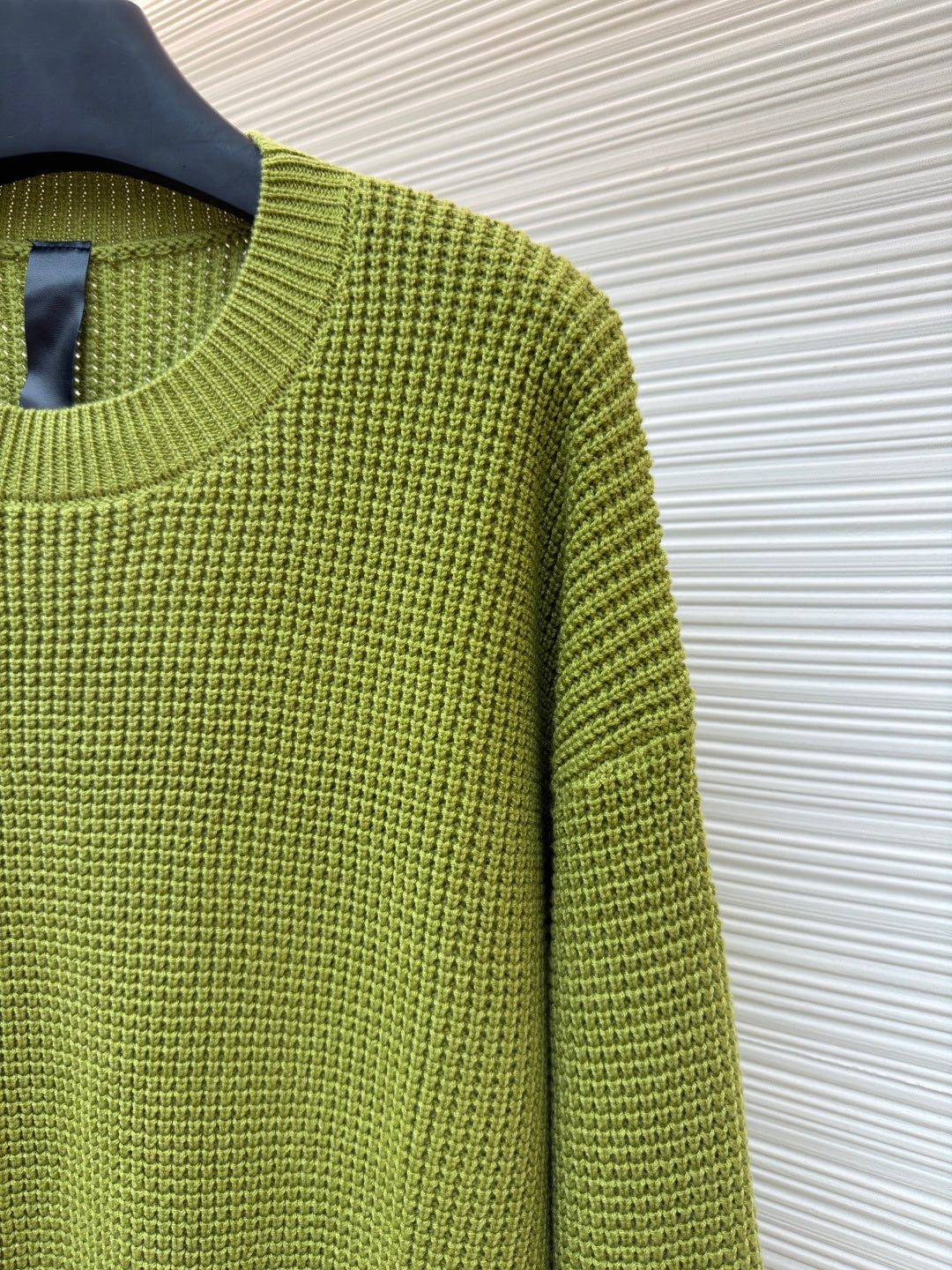 Waffle-Knit Crewneck Sweater